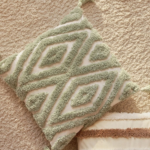 Наволочка декоративная с кисточками SL Home, 45×45 см, хлопок 100%, зелёная