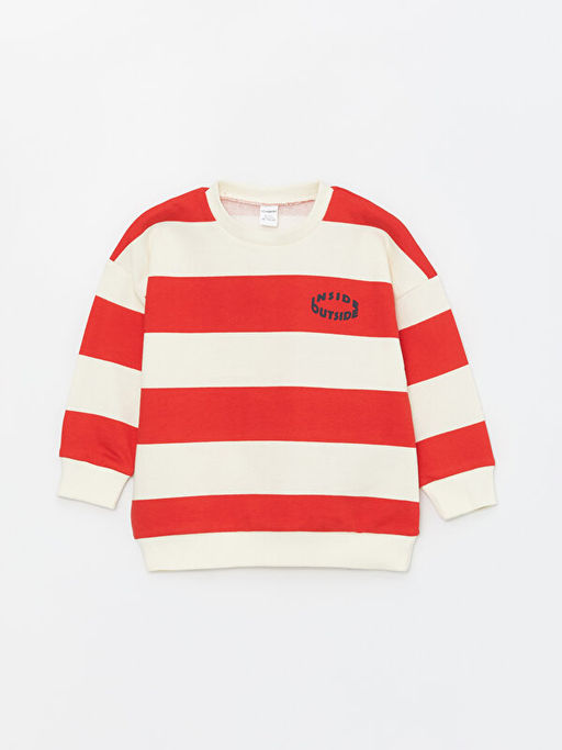 Bisiklet Yaka Uzun Kollu ?izgili Erkek Bebek Sweatshirt ve E?ofman Alt? 2li Tak?m - Waikiki фото 2