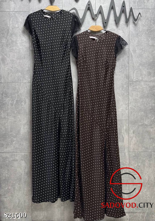 Платье в горох макси с разрезом и кружевными рукавчиками - Bruno фото 3