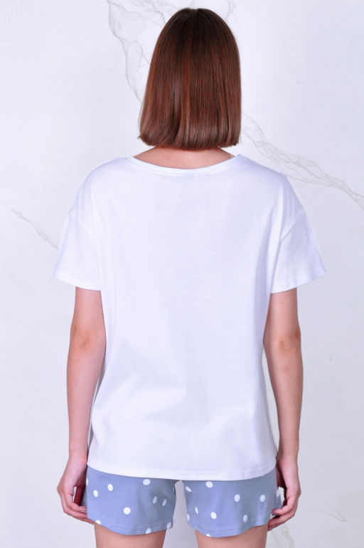 Арт. 9132 Пижама с шортами 42-50 (5 шт) Цвет:верх- белый, низ- лила
