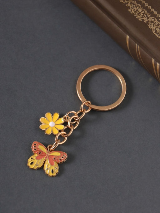 Цена за 2 шт. Брелок для ключей на кольце Бабочка и цветок, металл, эмаль, 9 см - Simaland фото 2