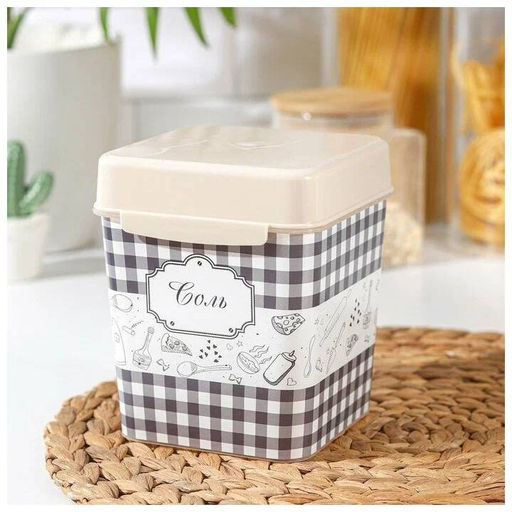 Цена за 2 шт. Ёмкость "Плетёнка" (соль) 1,2л. с ложкой М4832