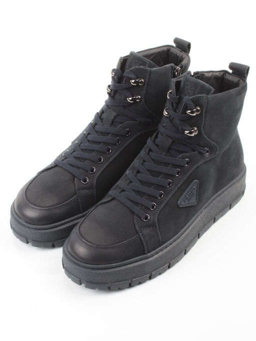 05-AW1002-6M DK. BLUE Ботинки зимние мужские (натуральная кожа, натуральный мех)