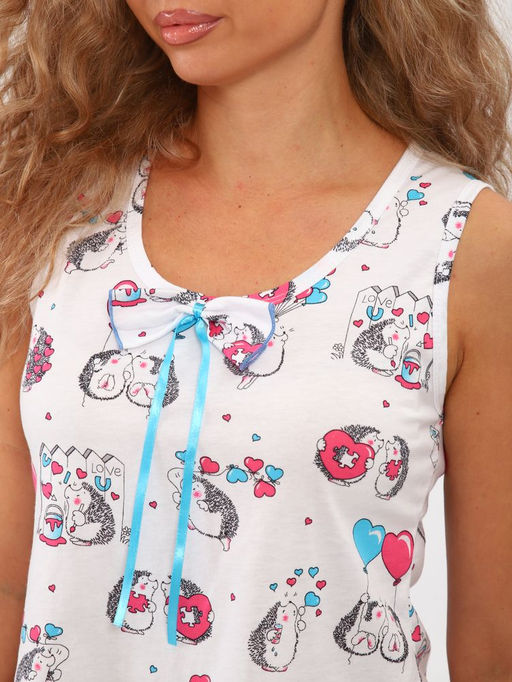 Пижама ночная женская, модель 440, трикотаж (44 размер, Милые ежи)