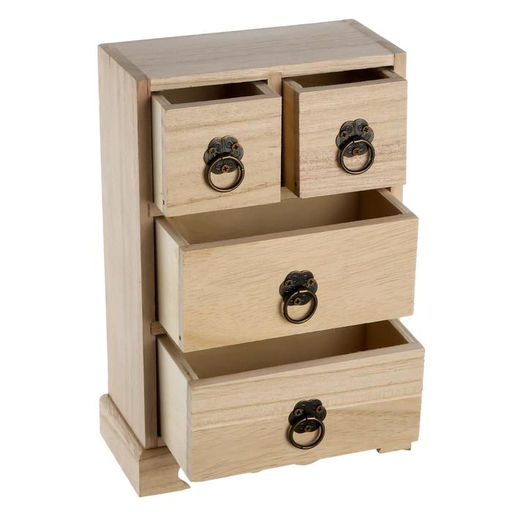 Шкатулка для росписи дерево «Комод 4 ящика», для творчества, декора, 22×15×8.2 см