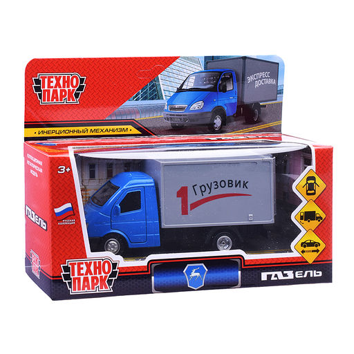 Машина металл ГАЗ-3302 "Газель" 12,7 см, (двери, багаж, синий) инерц, в коробке
