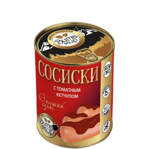 Сосиски с томатным кетчупом высший сорт ВитаМир, 340г
