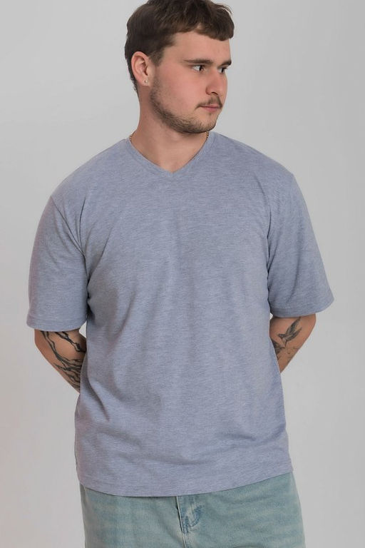 Футболка из кулирки с коротким рукавом и V-образной горловиной М125119с серый - Елена фото 4