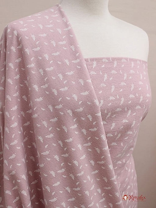 Теплый хлопок Мелкие листочки на розовой дымке, ш.1.5м, хлопок-100%, 160гр/м.кв - Купава фото 3