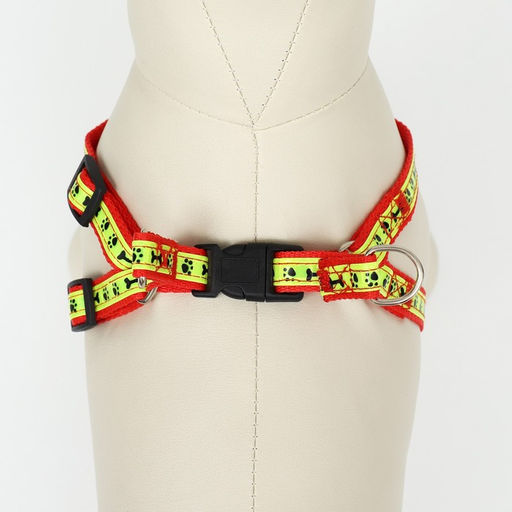 Комплект Косточки и лапки светоотражающий, поводок 120 х 1,5 см, ОГ 36-52 см, красный - Пижон фото 5