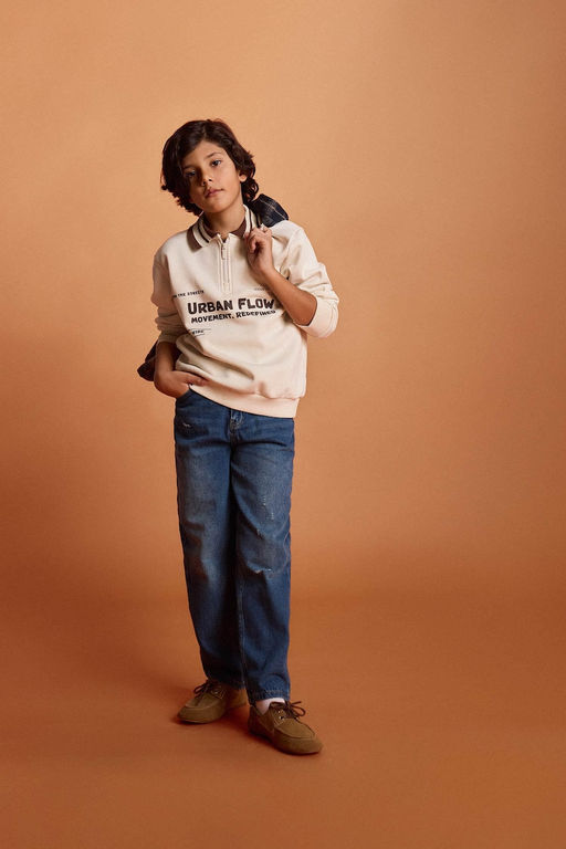 Polo Yaka Bask_l_ __i Yumu_ak T_yl_ Sweatshirt Erkek _ocuk - Defacto фото 2