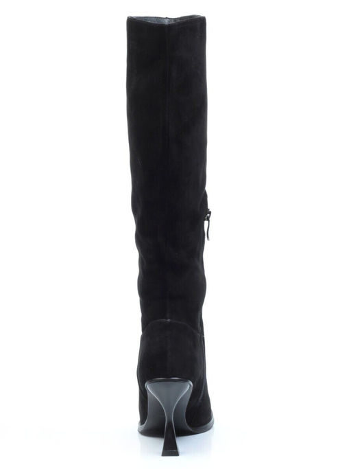 02-E29W-11B BLACK Сапоги зимние женские (натуральная замша, натуральный мех (еврозима))