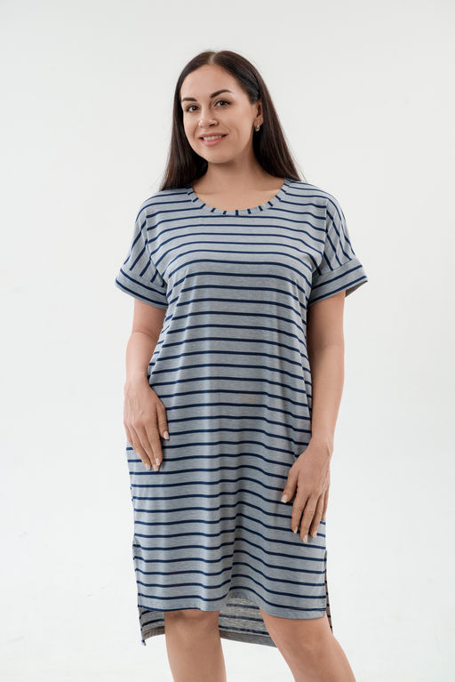 Туника женская из вискозы Полоса серо-черный - Амадэль фото 5