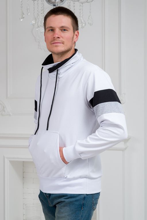 Толстовка мужская из футера Оскар белый макс - Амадэль фото 5