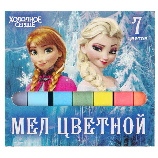 Цена за 5 шт. Мелки цветные школьные, набор 7 шт. «Эльза» «Холодное сердце», прямоугольные