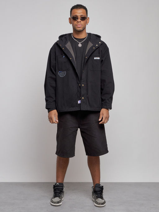 Джинсовая куртка мужская с капюшоном черного цвета 12768Ch - Mtforce фото 2