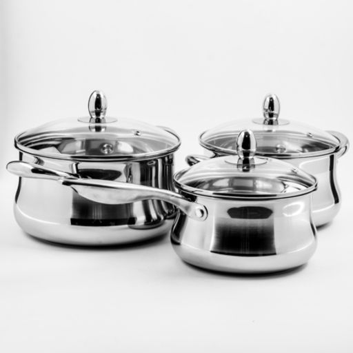 2141-1 Набор посуды 6пр, 2,7л, 3,6л, ковш 1,9л, нерж. Сталь (х4)