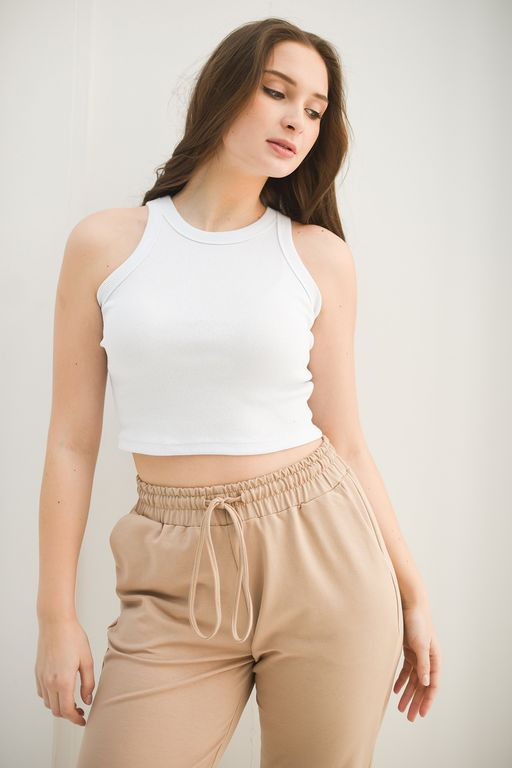 Майка-топ Кашкорсе рубчик лапша - Оптима фото 48