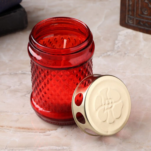 Поминальная свеча парафиновая в стеклянном подсвечнике Лампада цилиндр, 11?7 см, красная