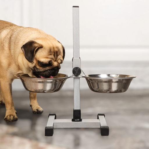 Подставка с мисками, 2700 мл, высота 40 см, разборная с верхним фиксатором, хром - Пижон фото 3