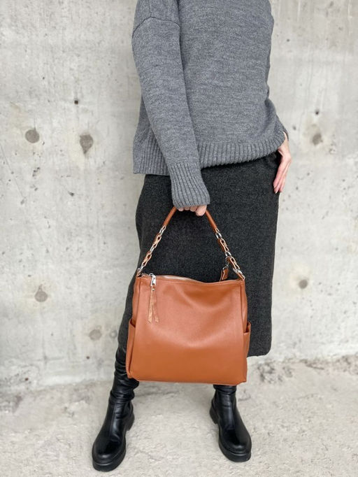 Женская кожаная сумка хобо 8919-9 Елоу - Sergio valentini фото 7