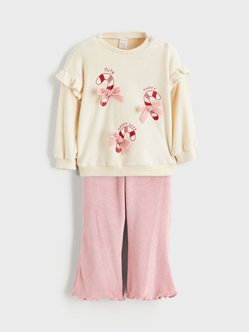 K?z Bebek Sweatshirt ve Tayt Pantolon 2li