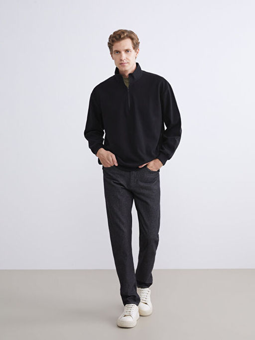 Dik Yaka Polar Erkek Sweatshirt