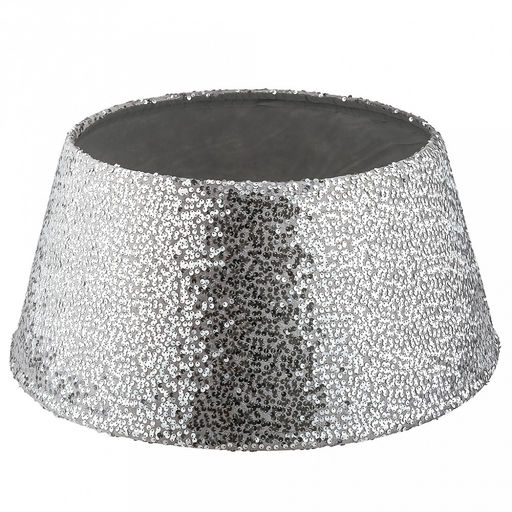 Юбка под елку новогоднюю "Новогодняя ночь" д40см, h25см, основание д56см, текстиль, металлический каркас, пайетки, серебряный (Китай)