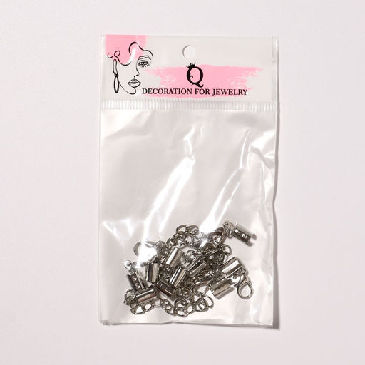 Замок карабин 5 шт. 12?7 мм, с удлинителем и обжимными круглыми концевиками 10?5 мм