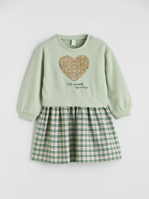 Kalp Desenli K?z ?ocuk F?rf?rl? Elbise