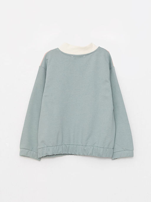 Dik Yaka Renk Bloklu Uzun Kollu K?z ?ocuk Sweatshirt - Waikiki фото 2