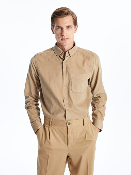 Regular Fit Uzun Kollu Kadife Erkek G?mlek