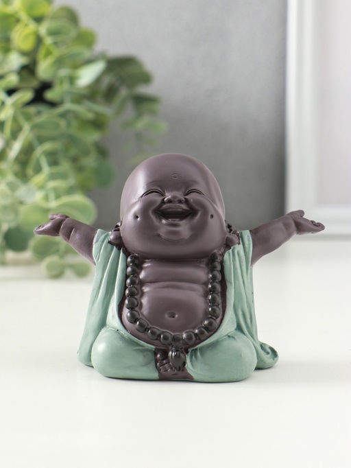 Сувенир полистоун "Счастливый хотей - приветствие солнца" зелёно-коричневый 5х10,5х7,5 см