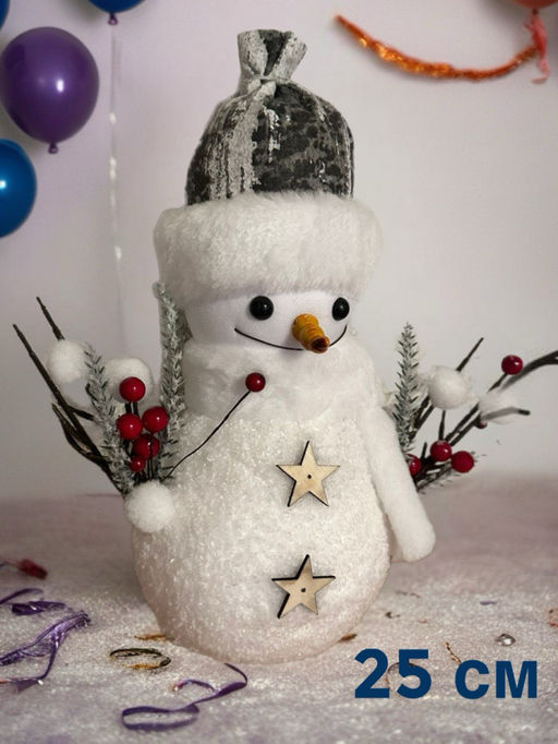 Новогодний снеговик 25см в ассортименте (3594)