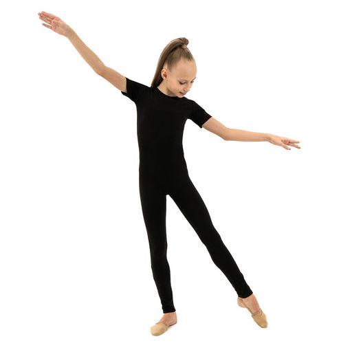 Комбинезон гимнастический Grace Dance, c коротким рукавом, р. 30, цвет чёрный  фото 4