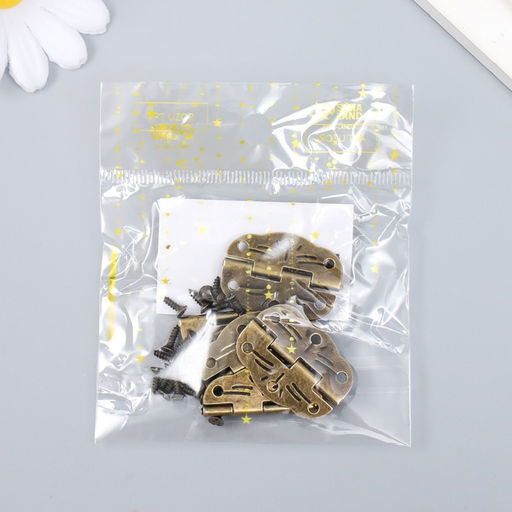 Цена за 3 шт. Петля для шкатулки металл фигурная, под бронзу, набор 6 шт., 1.9×2.8 см