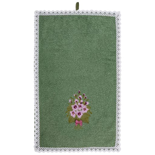 ПОЛОТЕНЦЕ ФИАЛКА,30Х50. МАХРА,ЗЕЛЁНЫЙ ,ВЫШИВКА,100 - Lefard фото 2