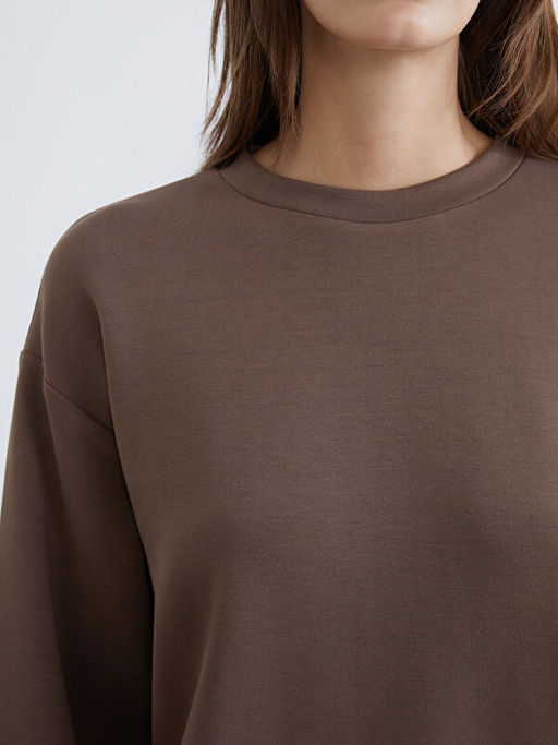 Bisiklet Yaka Oversize Kad?n Sweatshirt