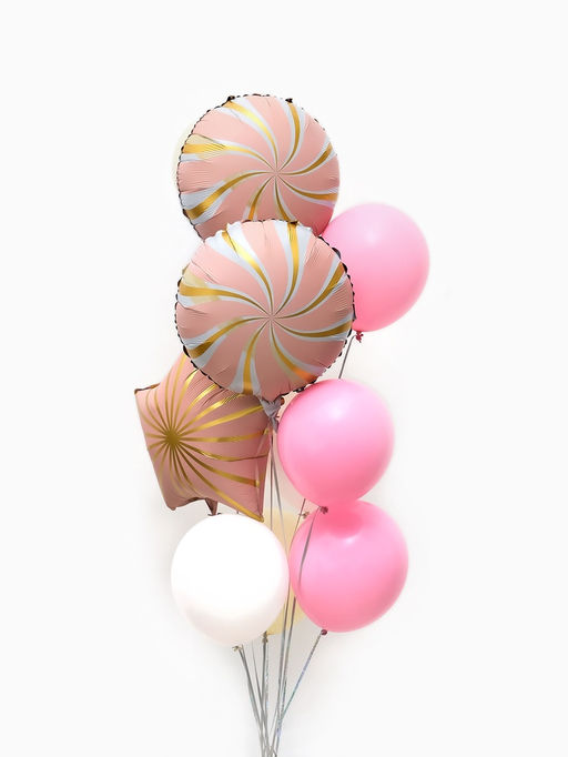 Воздушные шары "Розовые грани" фольга, латекс, набор 12 штук