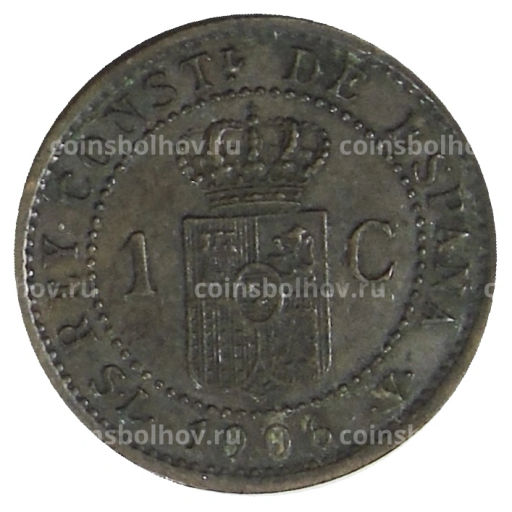 Монета 1 сентимо 1906 года Испания