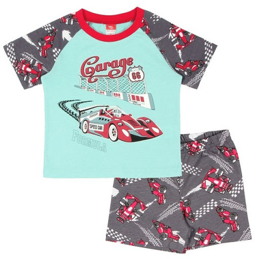 CAK 5439 комплект для мальчика (футболка, шорты), бирюзовый-серый