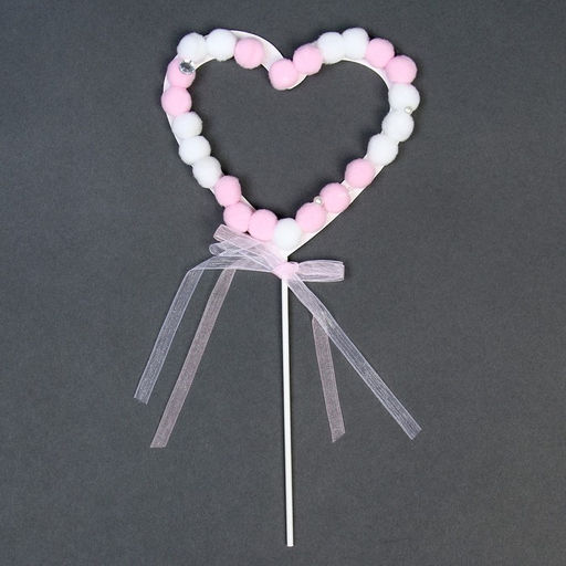 Цена за 12 шт. Топпер Сердце, цвет белый, розовый - Страна карнавалия фото 2