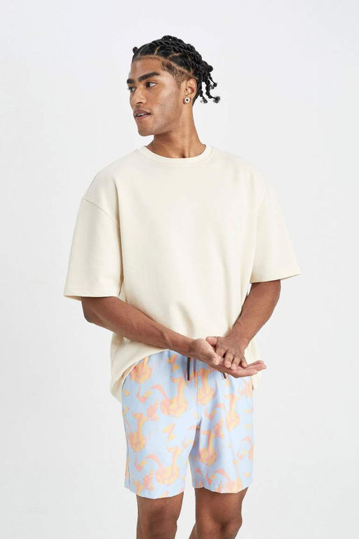 Короткие шорты для плавания стандартного кроя с рисунком - Defacto фото 3