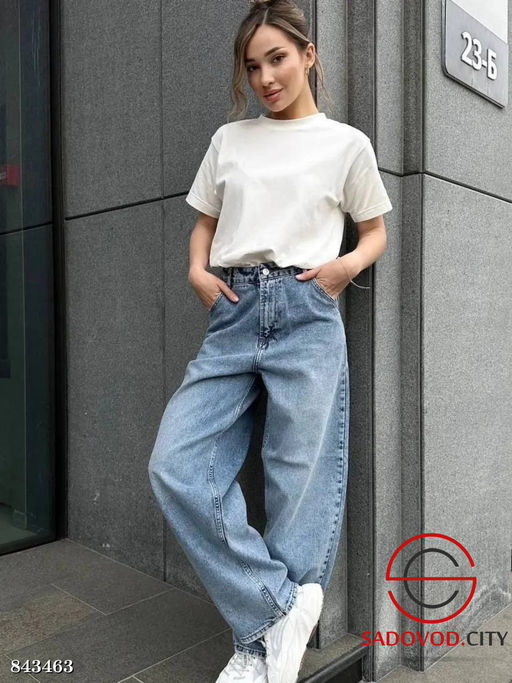 Джинсы багги с высокой посадкой