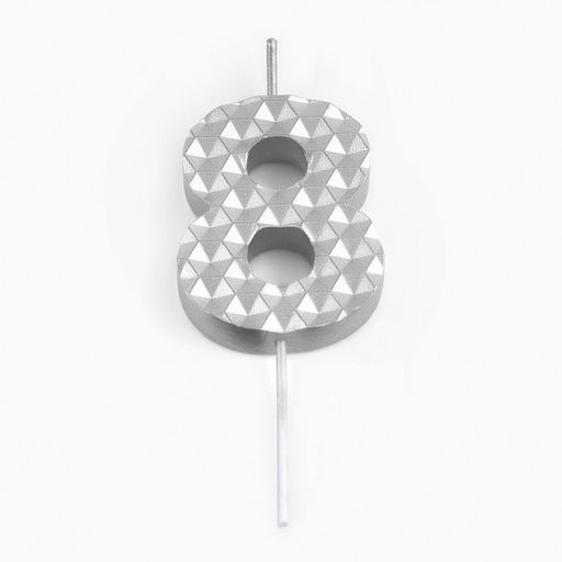 Свеча в торт на шпажке Соты, цифра 8, 7 см, серебро - Simaland фото 3