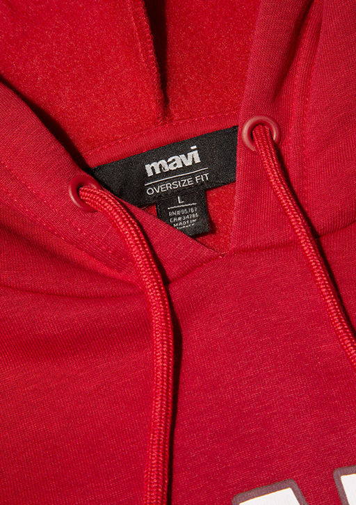 Mavi Logo Bask?l? Kapusonlu K?rm?z? Sweatshirt  фото 8