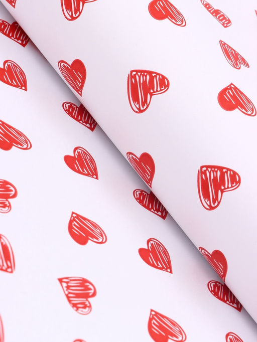 Бумага упаковочная «Сердечки», крафт белый, 0.68×10±5% м, 50 г