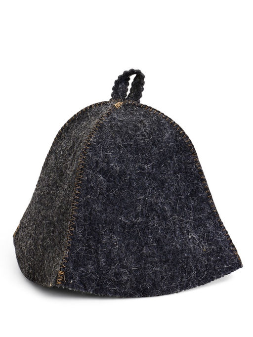 Шапка для бани и сауны На удачу, шерсть 50%, полиэфир 50%, серая