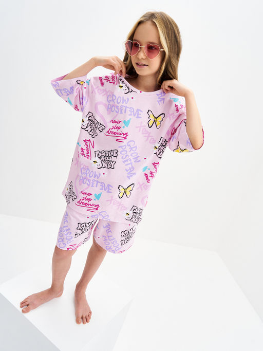 Розовая пижама для девочки с принтом - Kogankids фото 4