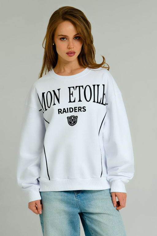 Арт. 15127 Свитшот женский оверсайз 44-50 (4 шт) Цвет:белый - Калинка фото 3